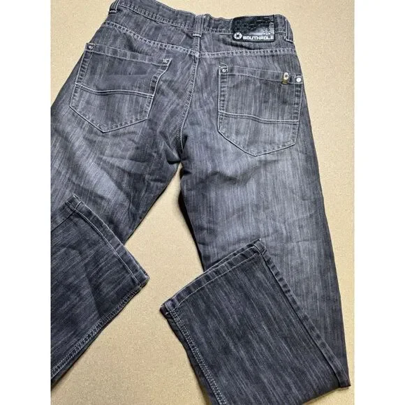 Southpole Jeans black grey Baggie Wide Leg Pants 30x30 Vintage Y2K Rare‎